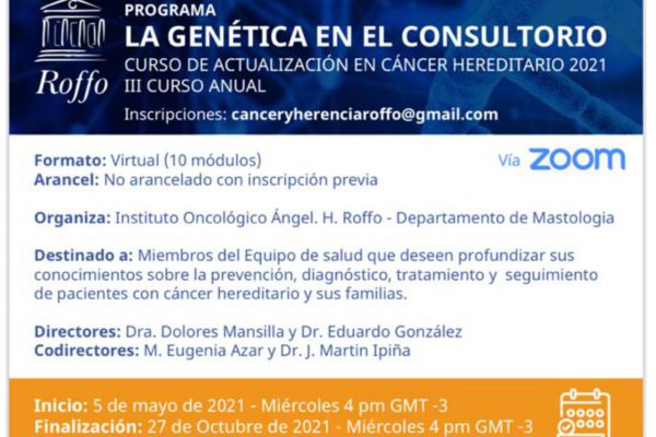 CURSO DE ACTUALIZACIÓN EN CÁNCER HEREDITARIO 2021 III CURSO ANUAL
